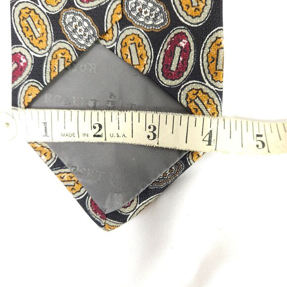 Robert Talbott Black Oval Geometric Silk Tie 4" x 57" Made In USA - Picture 5 of 6